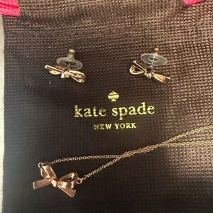 Kate Spade Rose Gold Bow Necklace and Earring Set